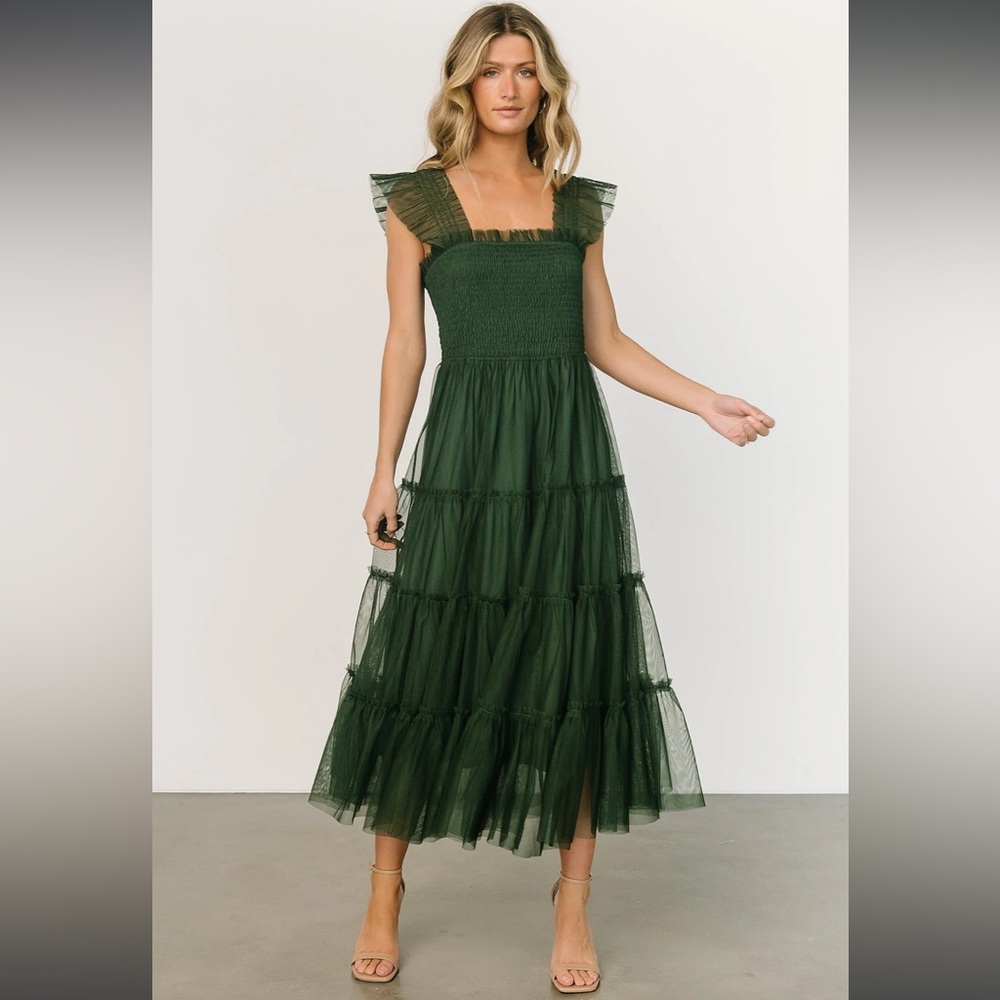 Baltic Born Emma Smocked Tulle Dress Green